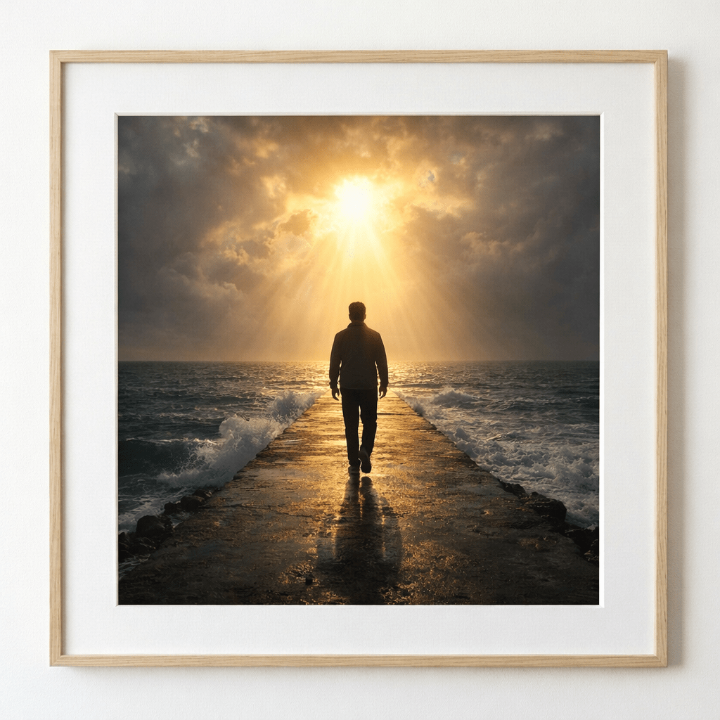 Abstract artwork with mustard yellow, gray, and terracotta rectangles, black circle, and blue horizontal line on white background.